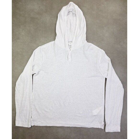 Club Monaco Size Medium Mens White Long Sleeve Sheer Lightweight Pullover Hoodie - Picture 1 of 8